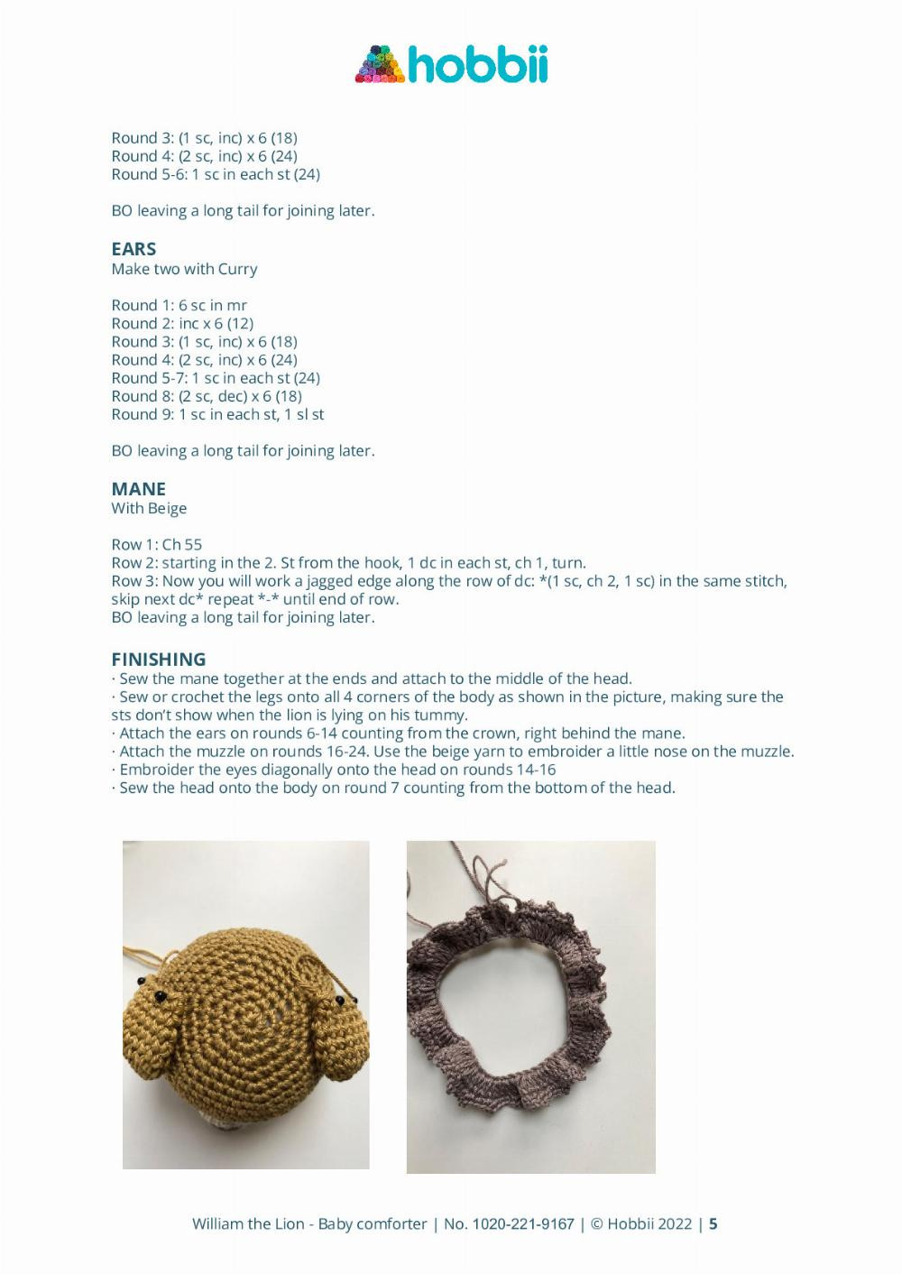 CROCHET PATTERN William the Lion Baby