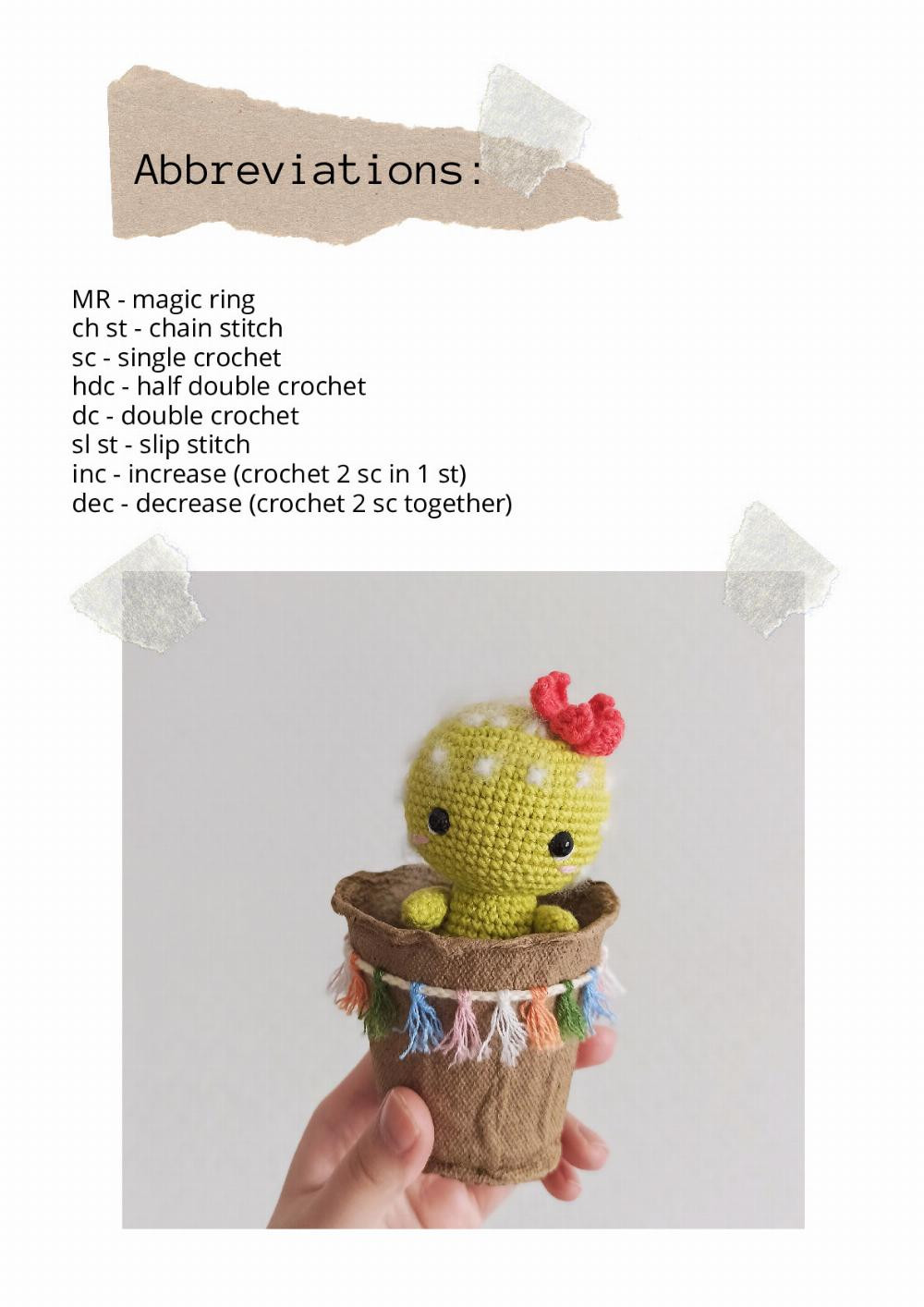 Crochet toy pattern LITTLE CUTE CACTUS