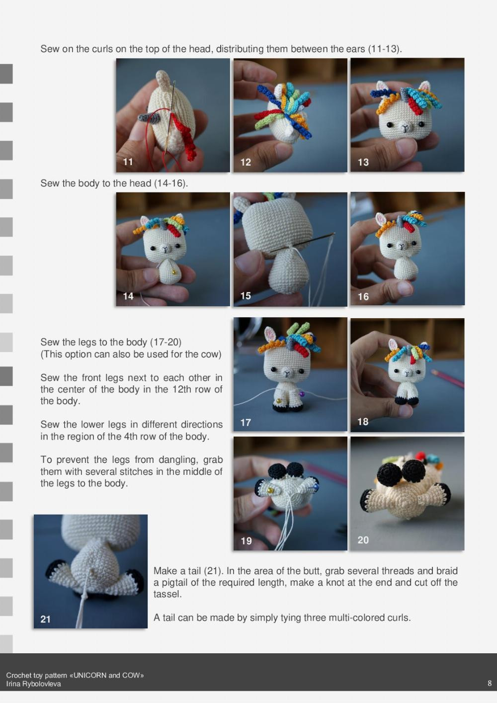 Crochet toy pattern UNICORN and COW IRINA RYBOLOVLEVA