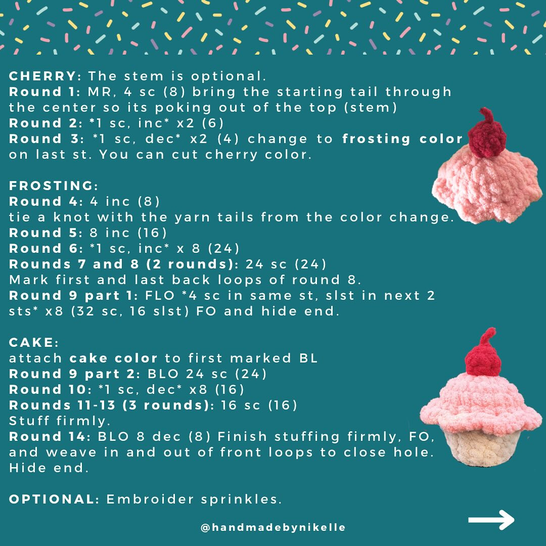 cupcake free crochet pattern