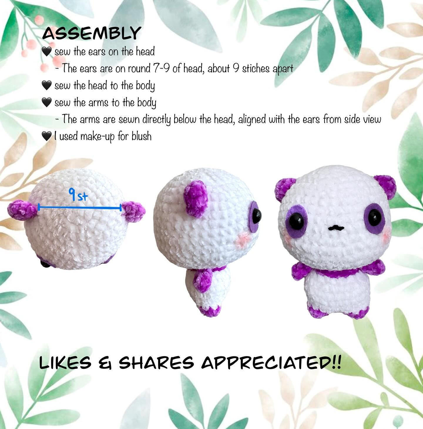 Cute panda free crochet pattern 💕🐼