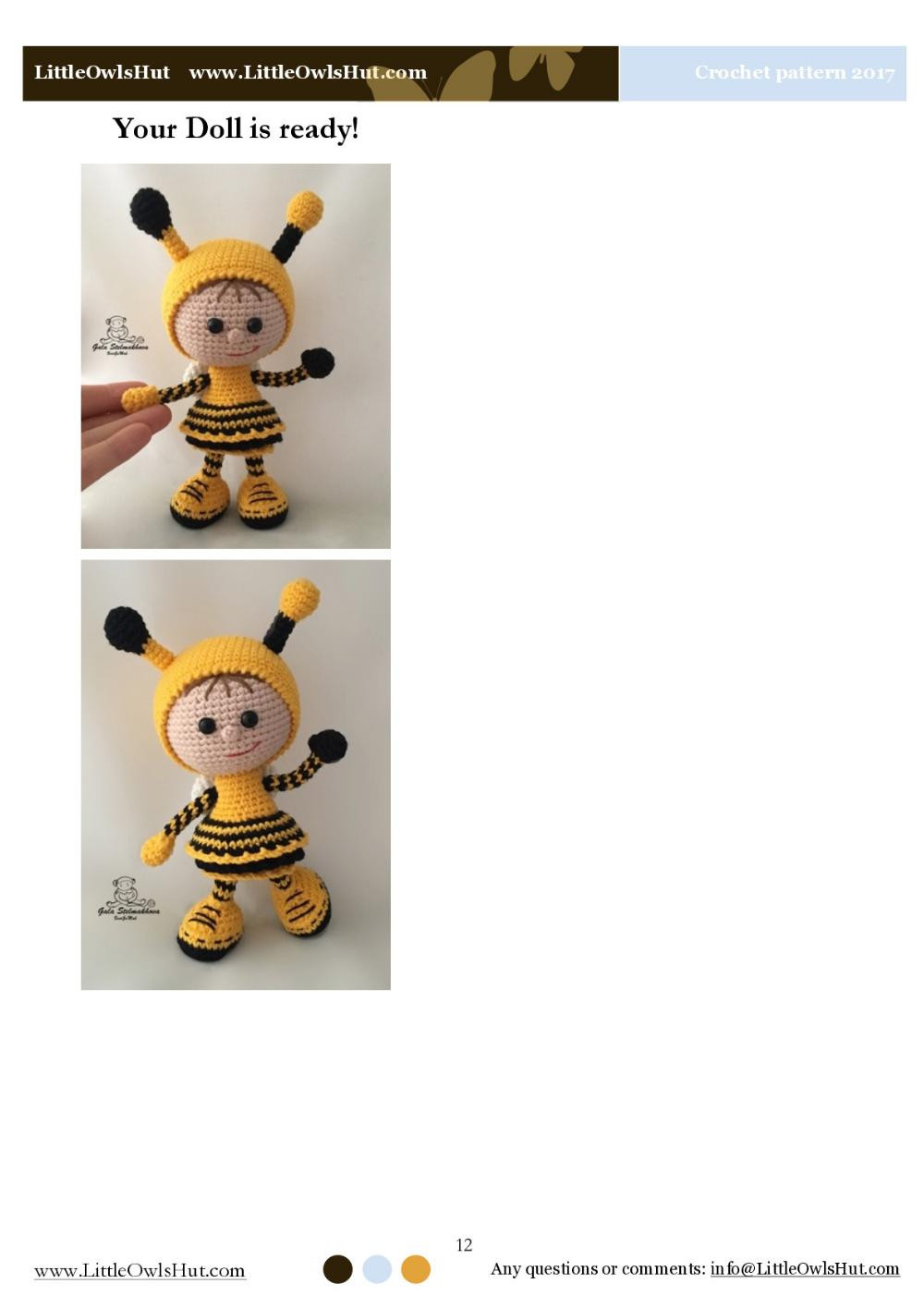 doll in a bumblebee outfit crochet pattern