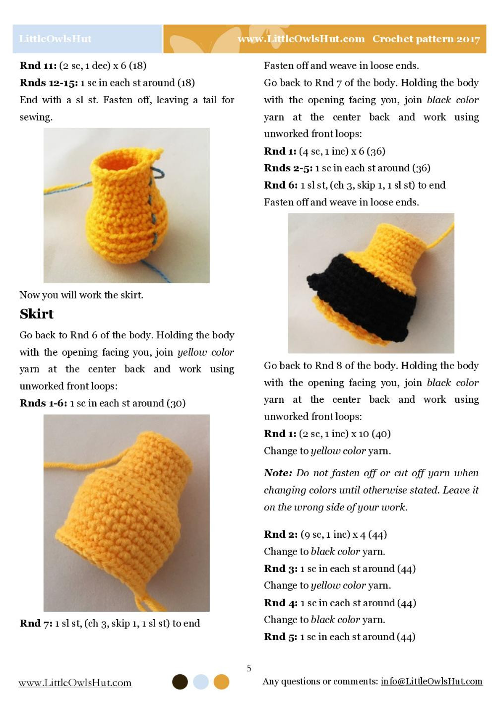 doll in a bumblebee outfit crochet pattern