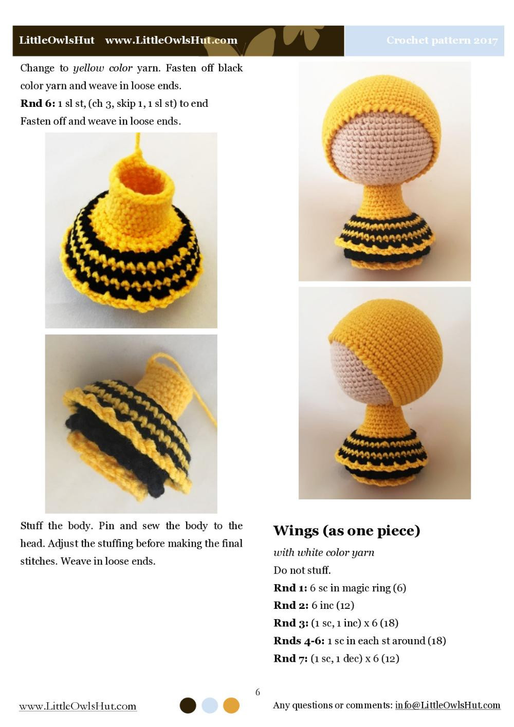 doll in a bumblebee outfit crochet pattern