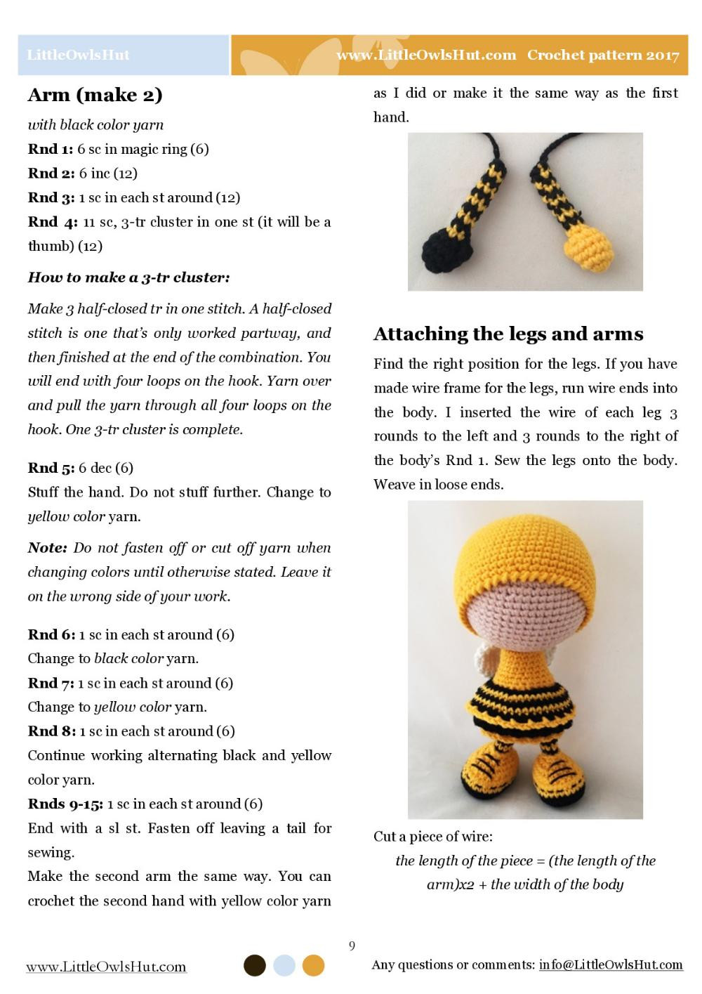 doll in a bumblebee outfit crochet pattern