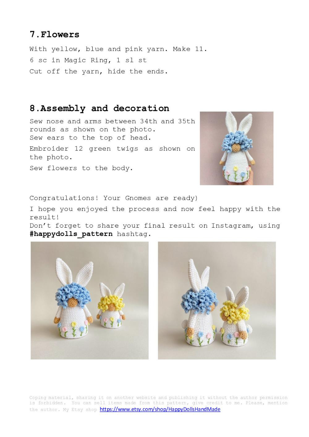 Easter Bunnies Gnomes crochet pattern