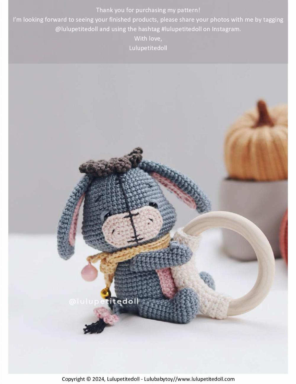 Eeyore Rattle crochet pattern