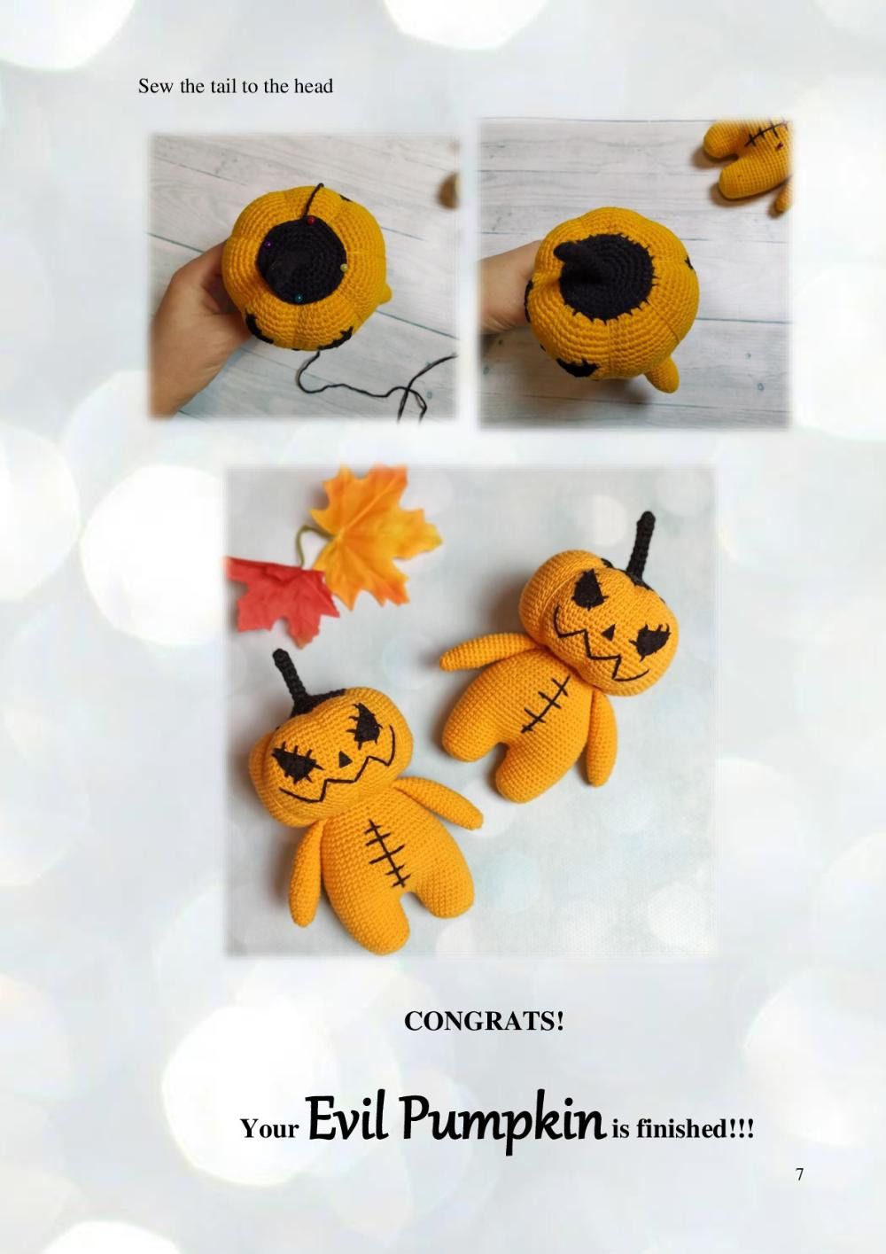 English Crochet Pattern Evil Pumpkin