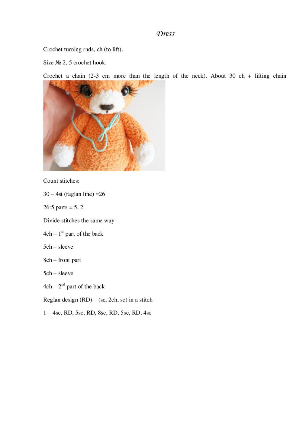 English crochet pattern «Little Fox»