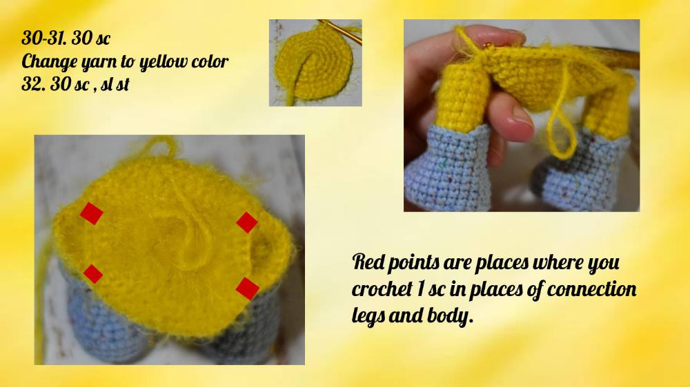 English Crochet Pattern Yellow chicken