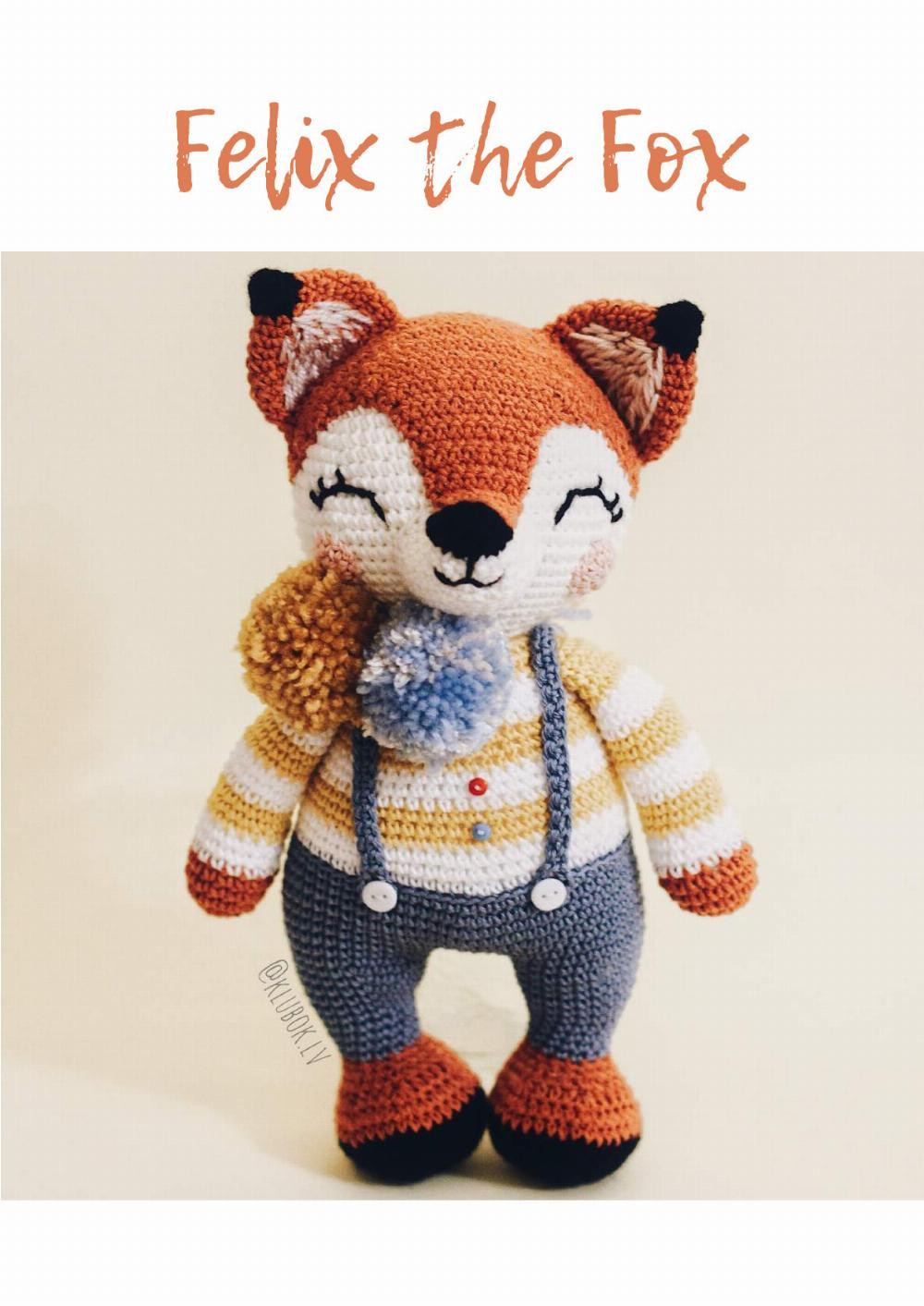 Felix the Fox with overalls crochet pattern