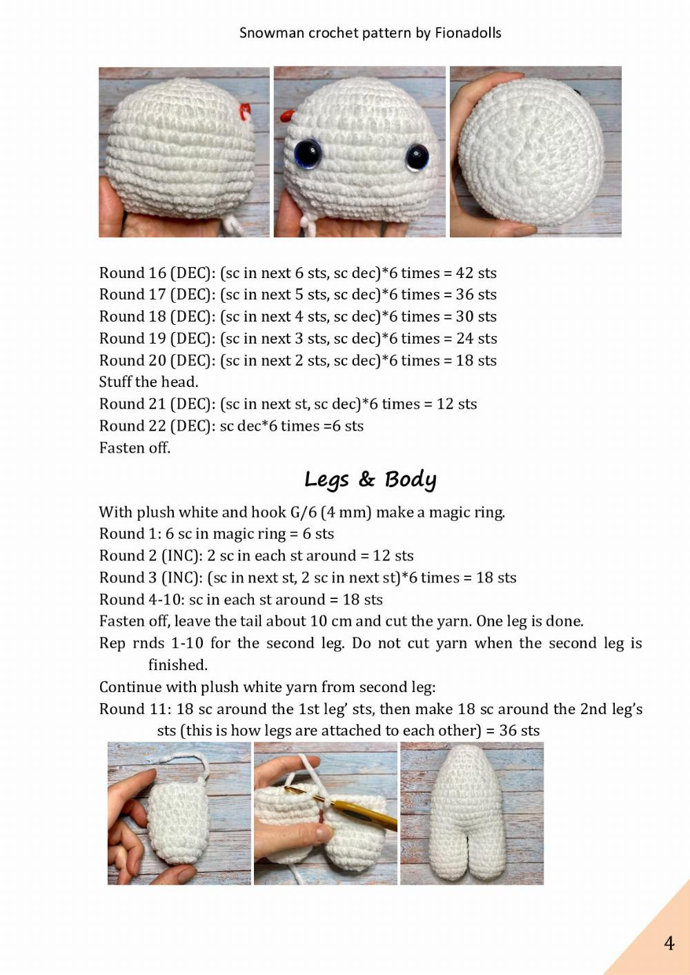 fionadolls Snowman crochet pattern