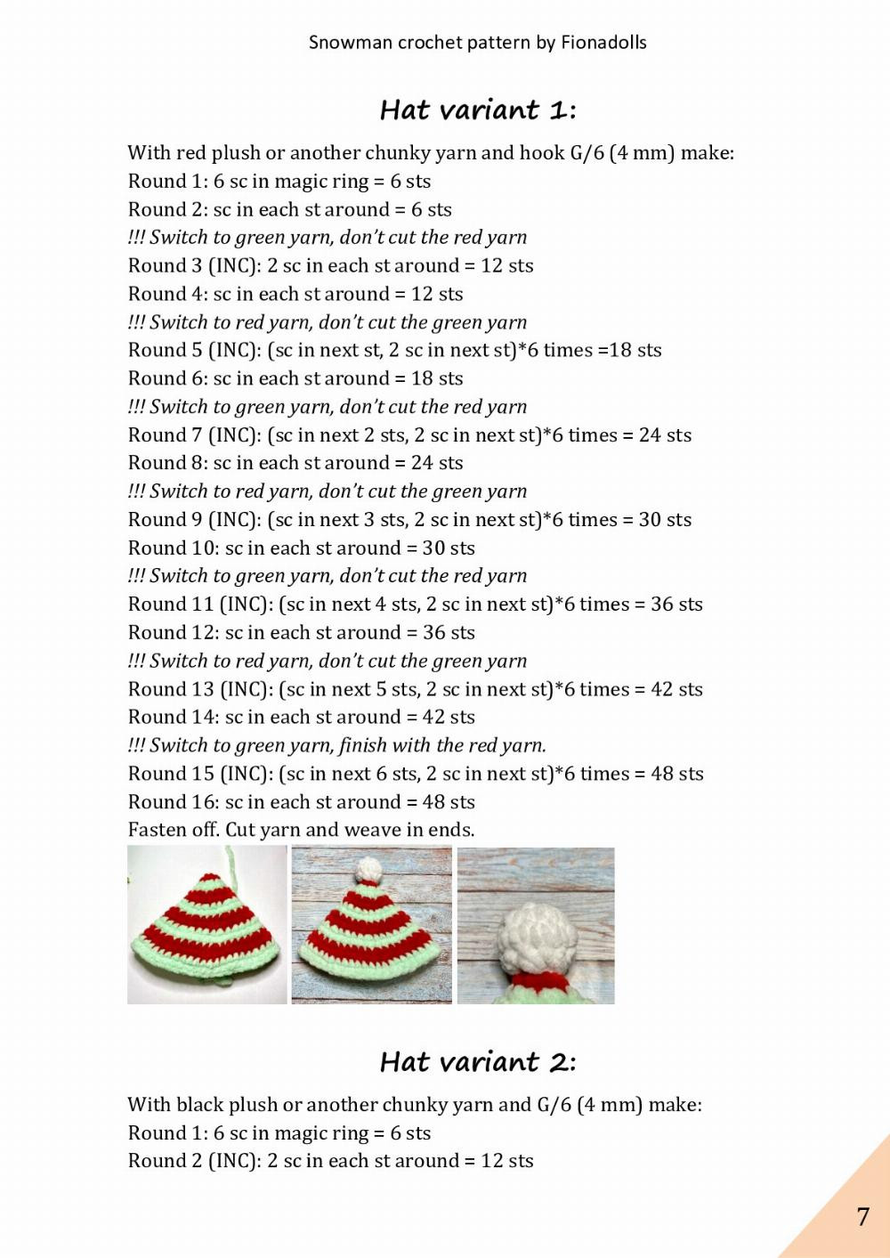 fionadolls Snowman crochet pattern