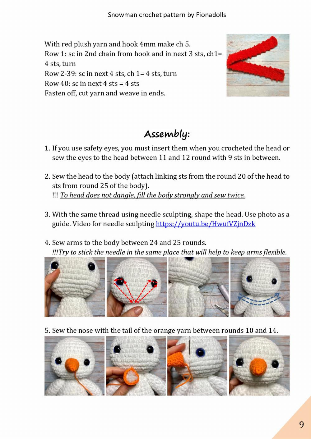 fionadolls Snowman crochet pattern