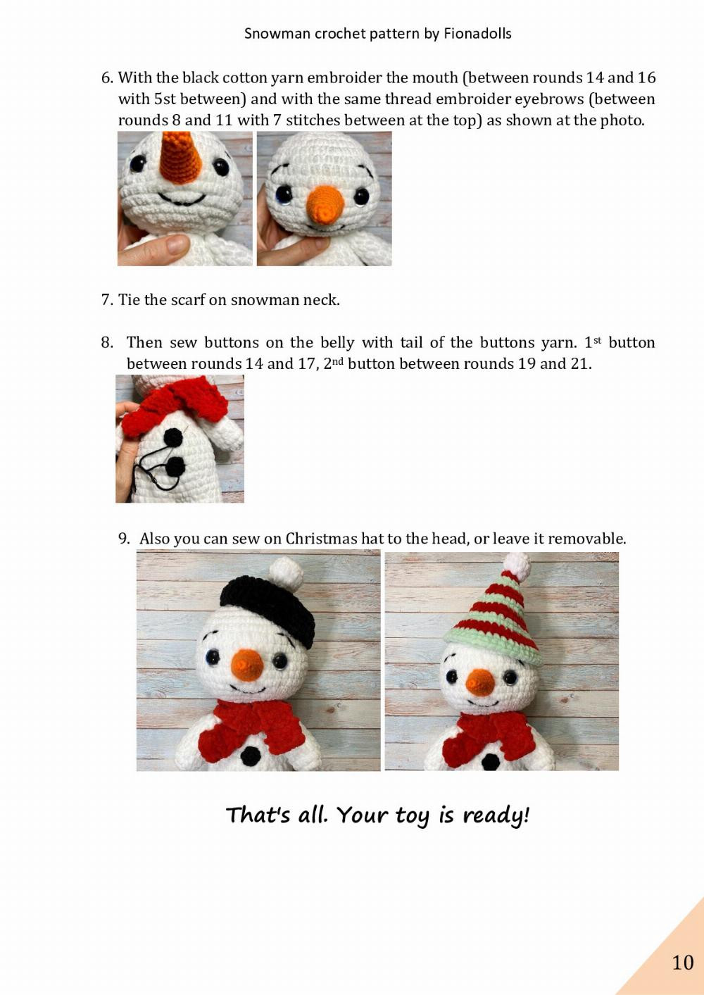 fionadolls Snowman crochet pattern