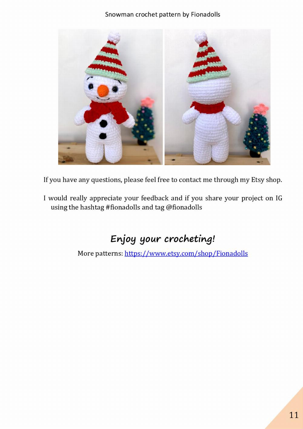 fionadolls Snowman crochet pattern