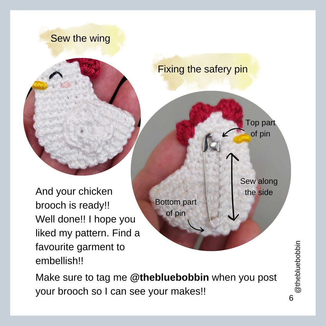 free chicken brooch pattern