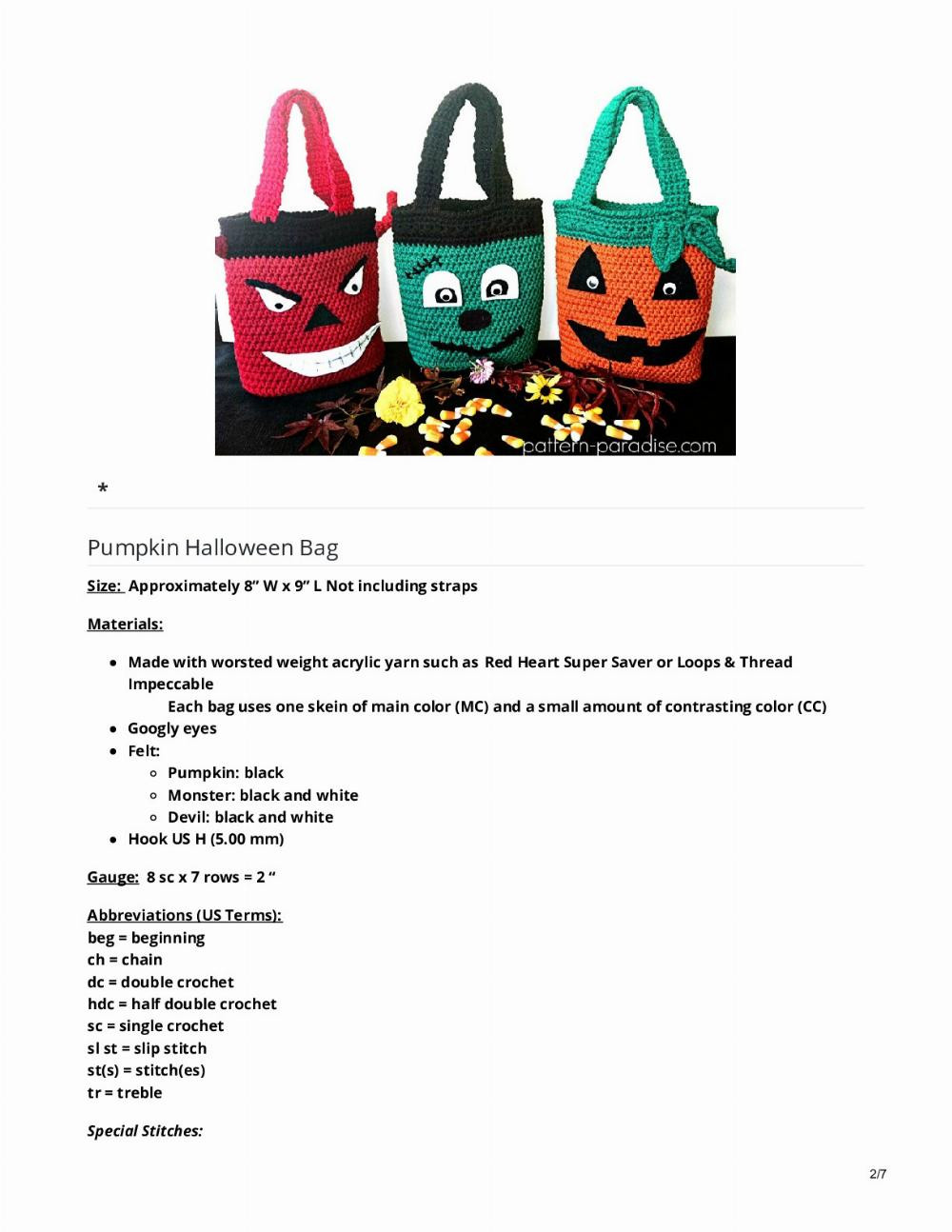 Free Crochet Pattern: Halloween Bags