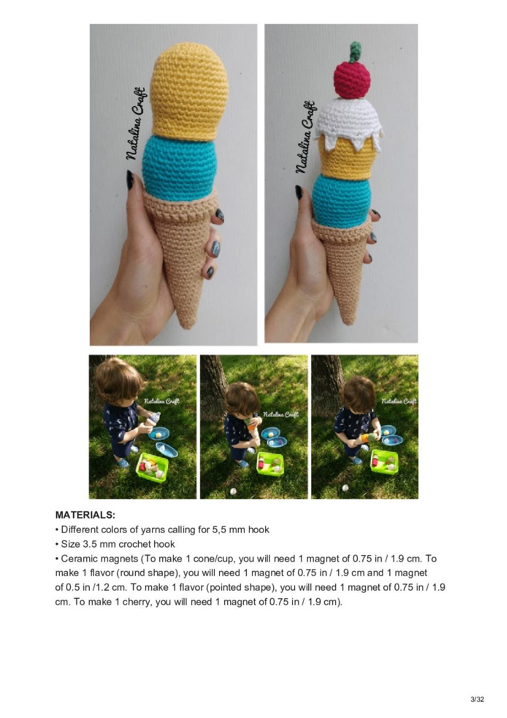 Free crochet pattern: Make your own ice cream