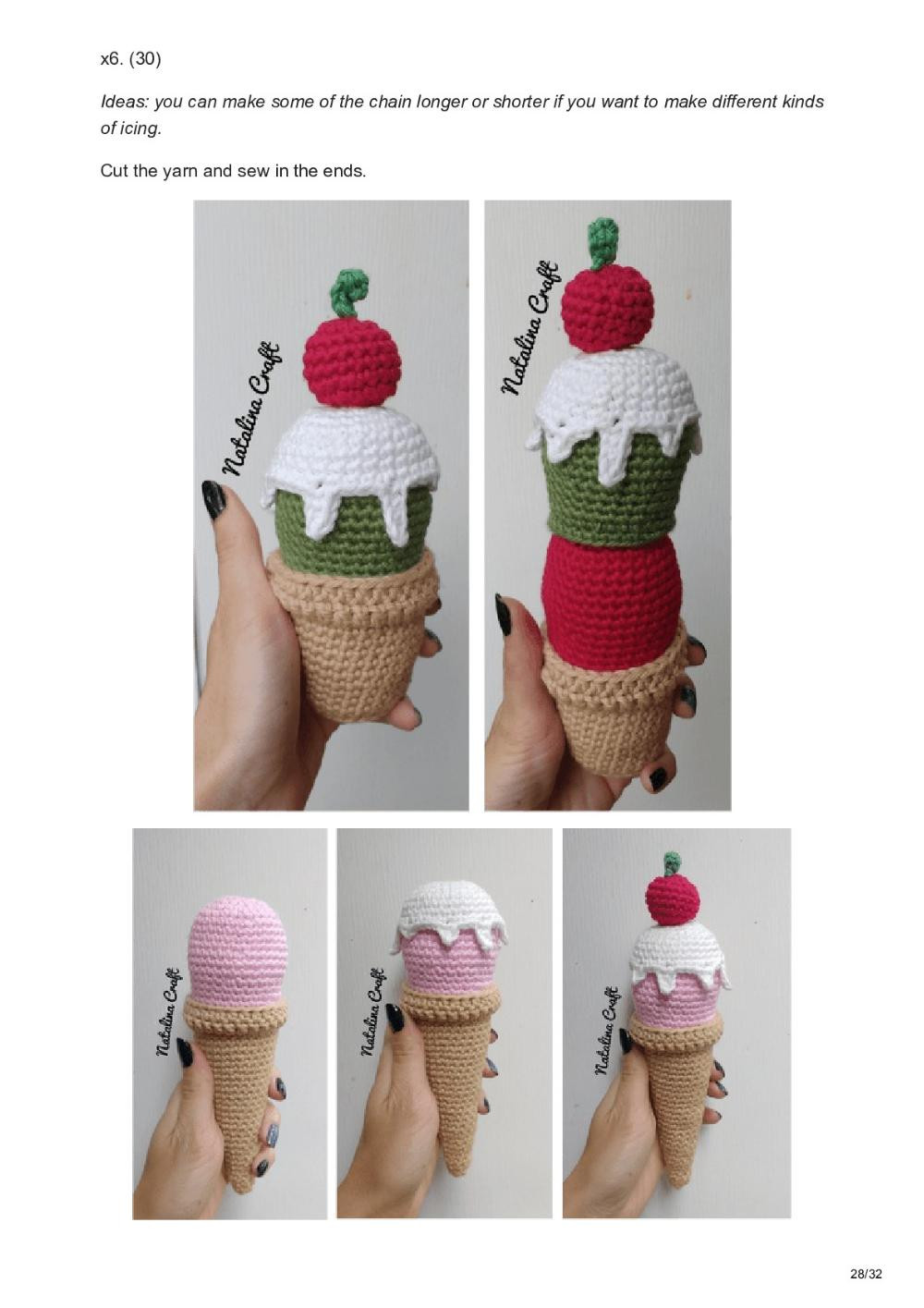 Free crochet pattern: Make your own ice cream