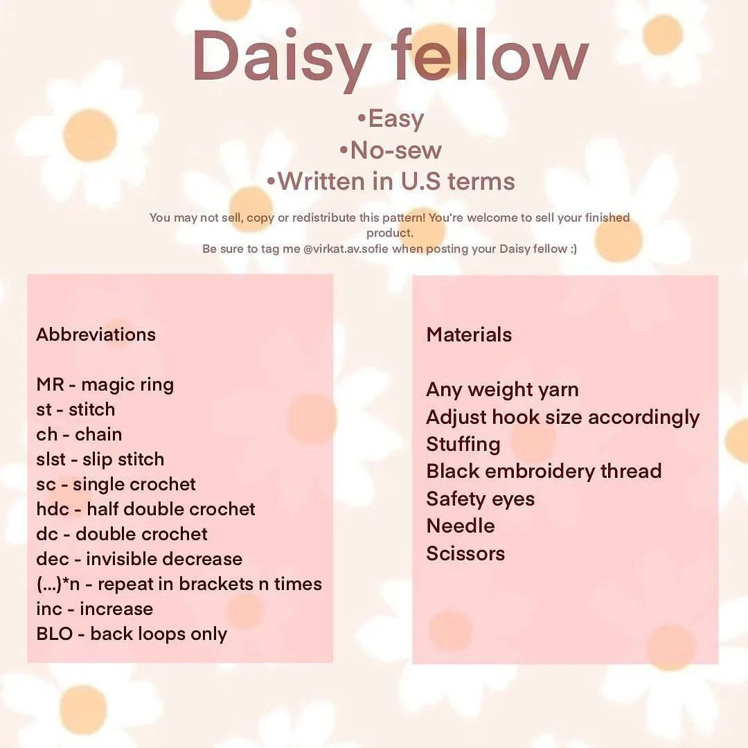 Free daisy fellow pattern 🌼!