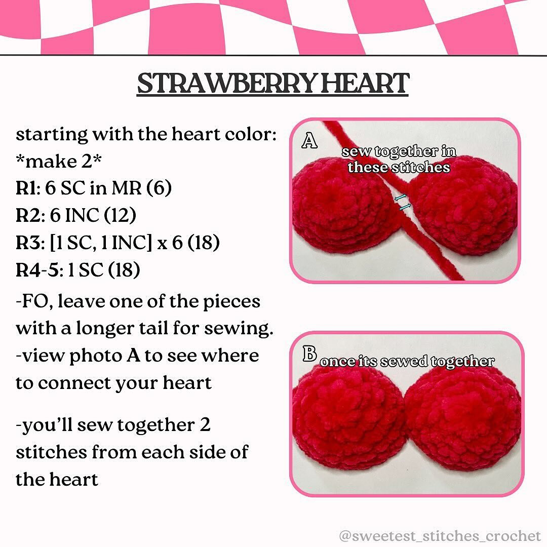 free pattern strawberry heart low sew