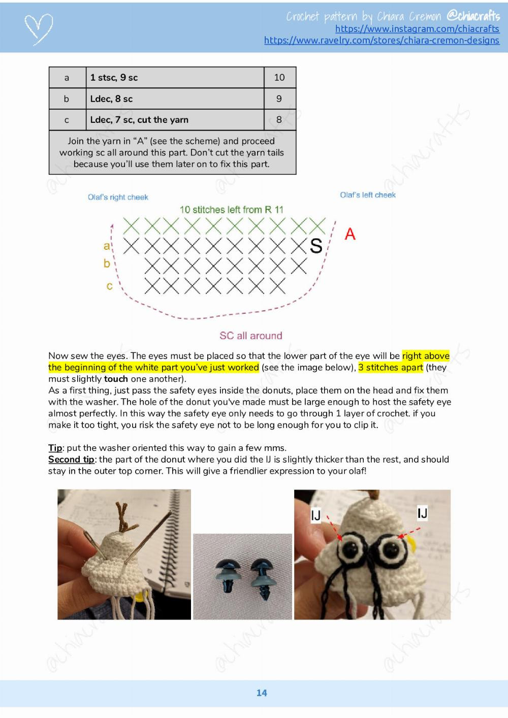 funny olaf Crochet pattern