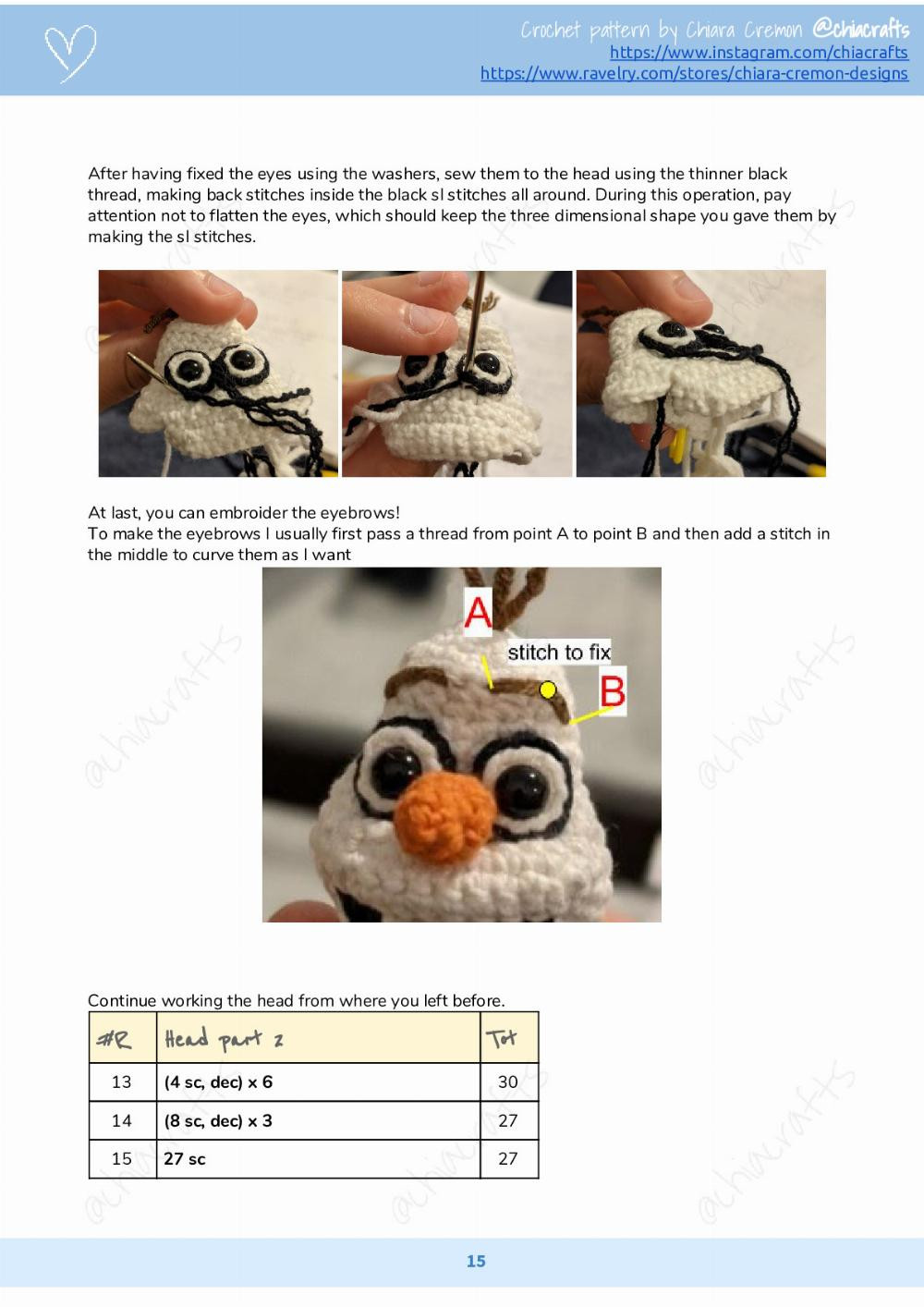 funny olaf Crochet pattern