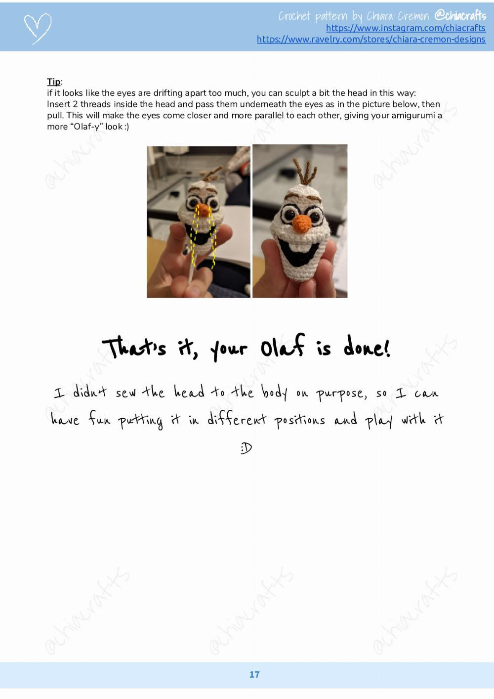 funny olaf Crochet pattern