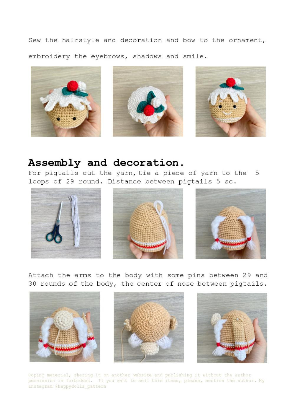 Gingerbread gnome with cream crochet pattern