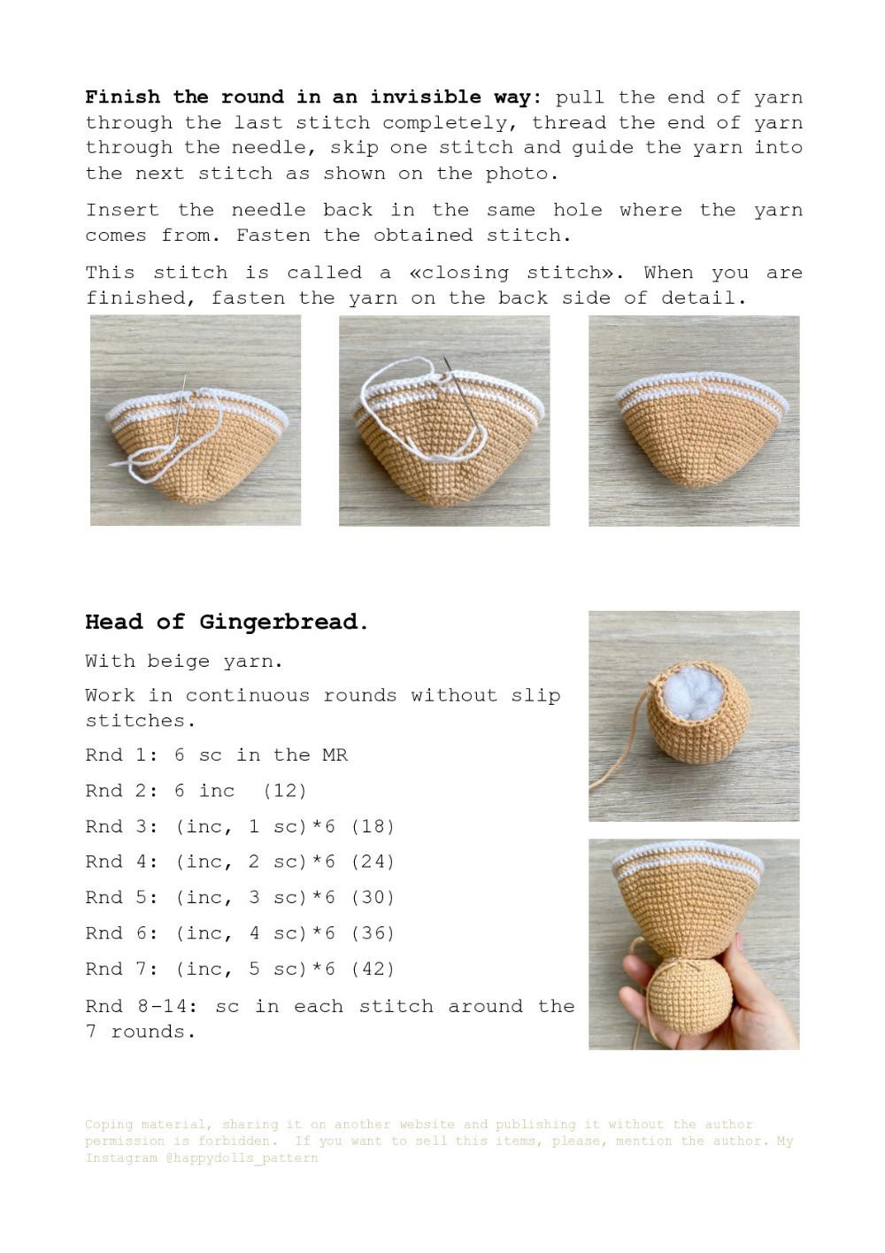 Gingerbread gnome with cream crochet pattern