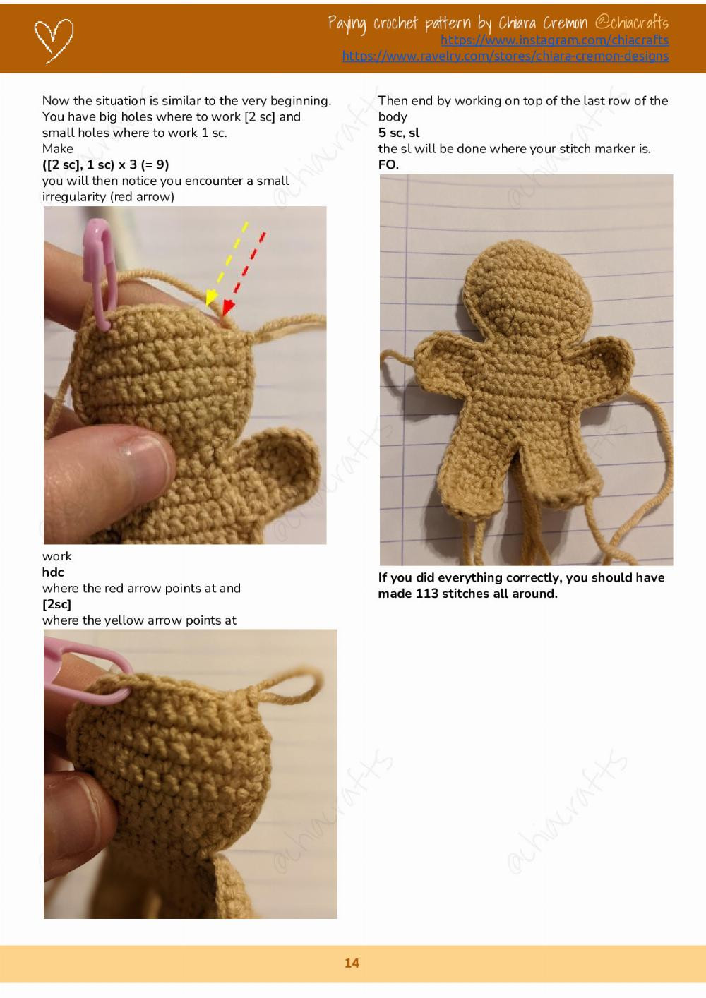 gingerbread man crochet pattern