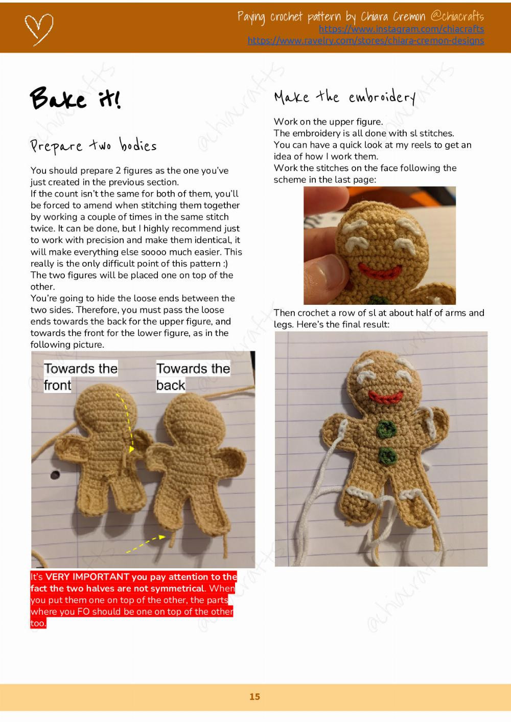 gingerbread man crochet pattern