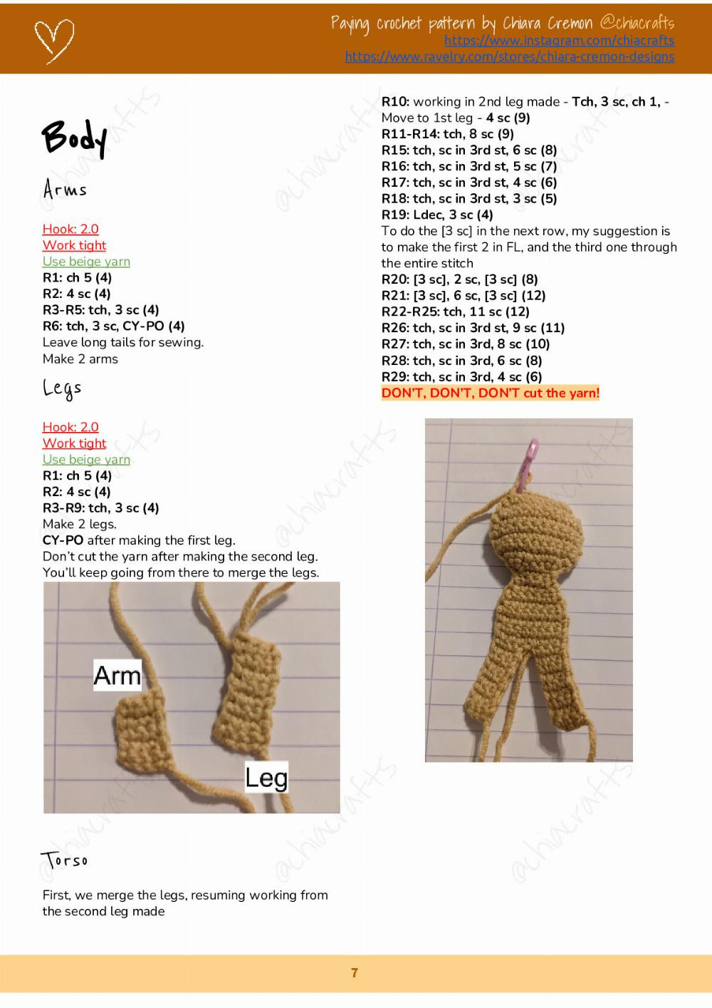 gingerbread man crochet pattern