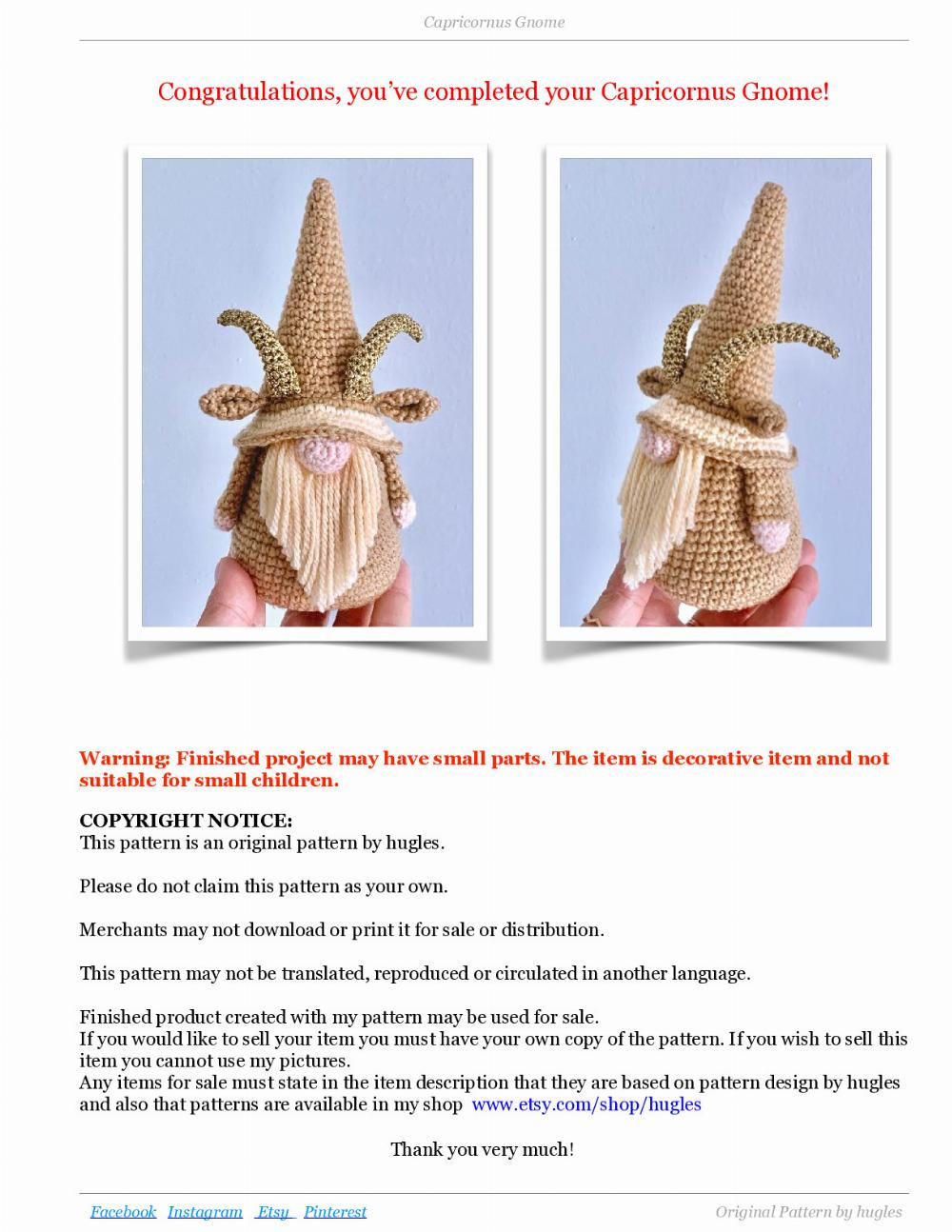 Gnome Capricornus crochet pattern