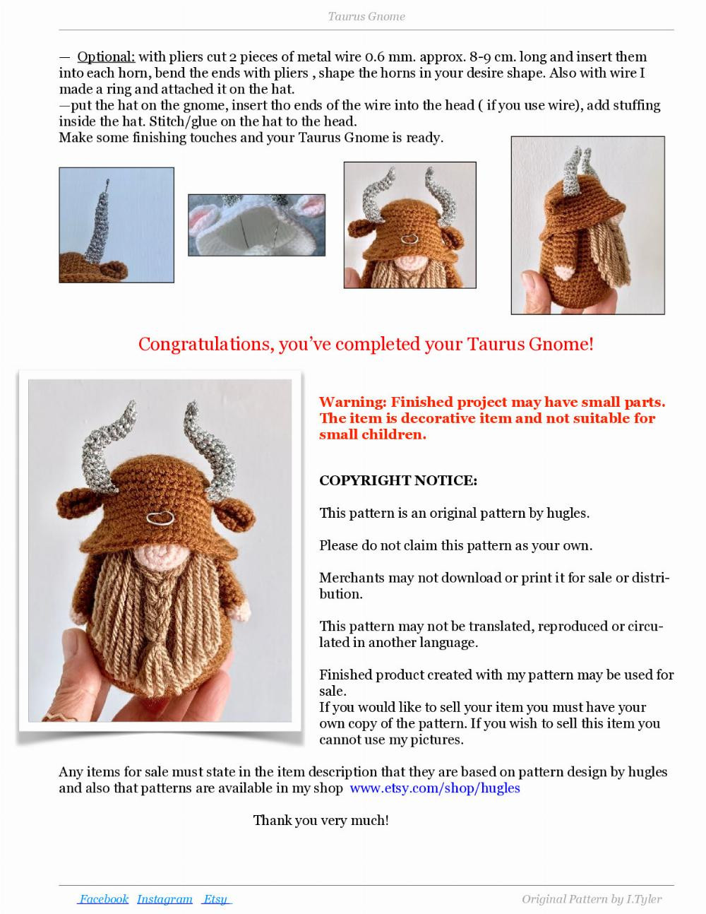 Gnome Taurus crochet pattern