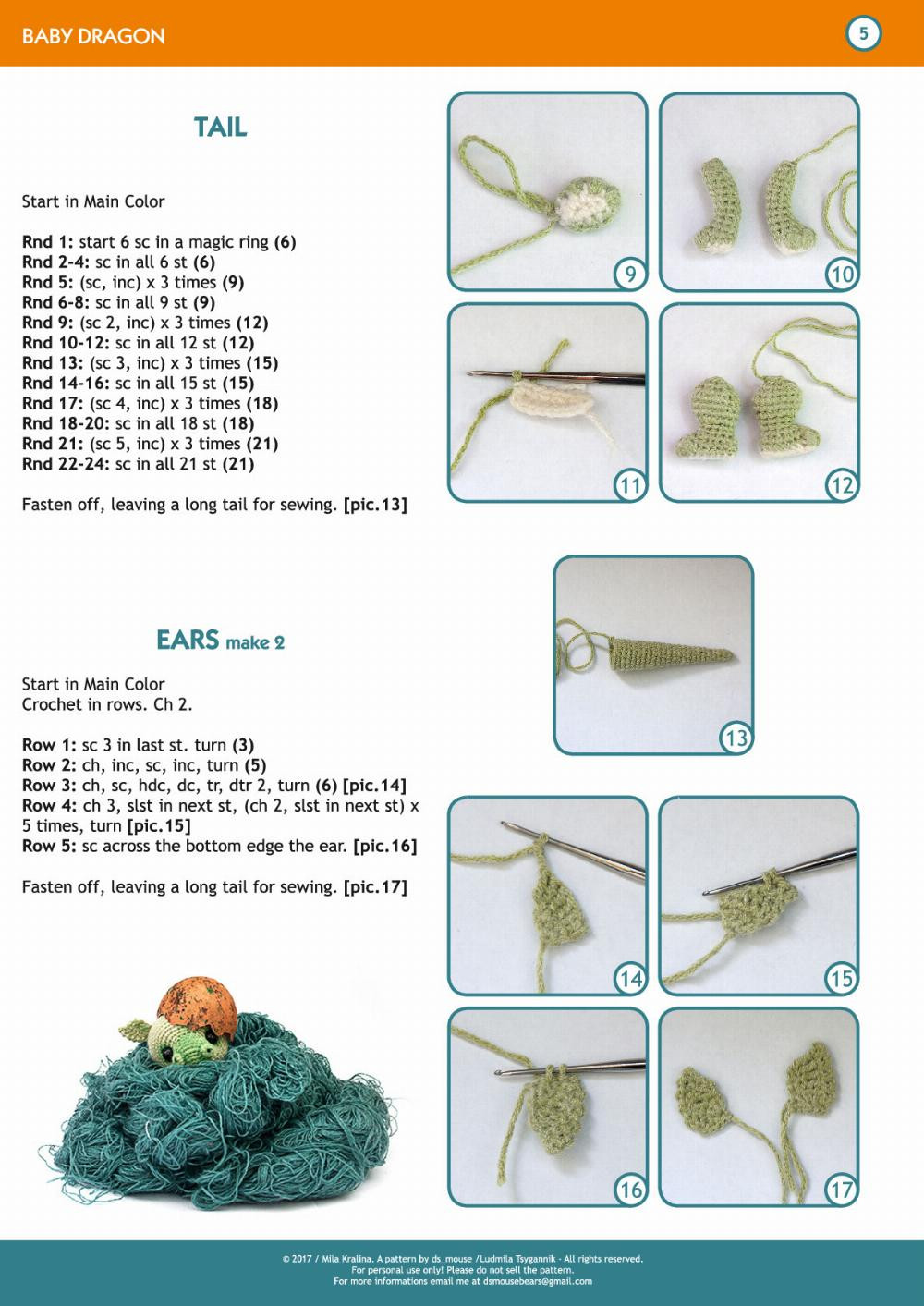 green baby dragon crochet pattern