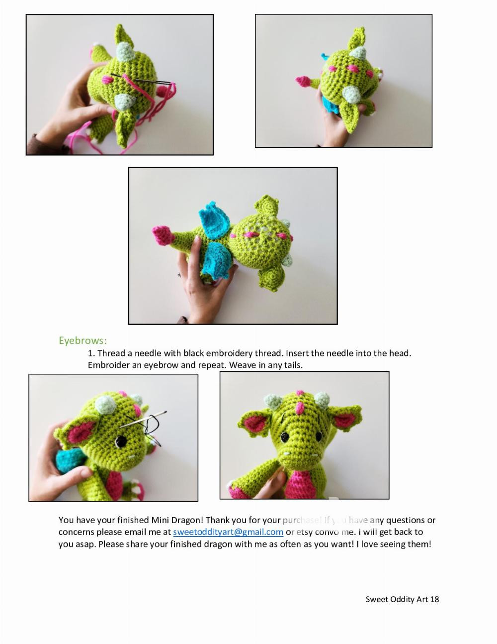 green Mini Dragon Crochet Pattern