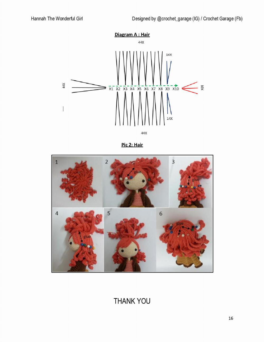 Hannah The Wonderful Girl doll crochet pattern