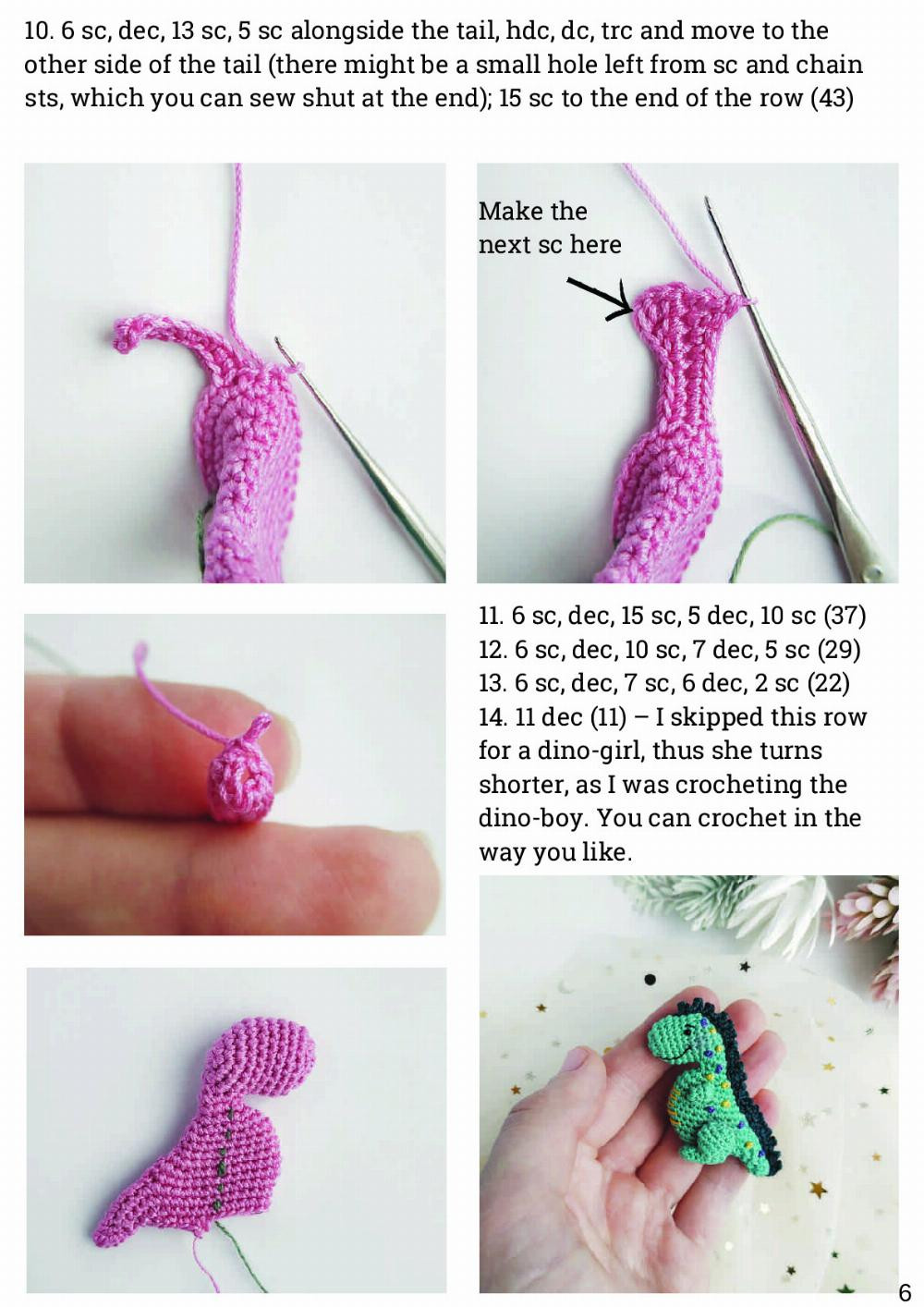 kapitoshka the dino brooch crochet pattern