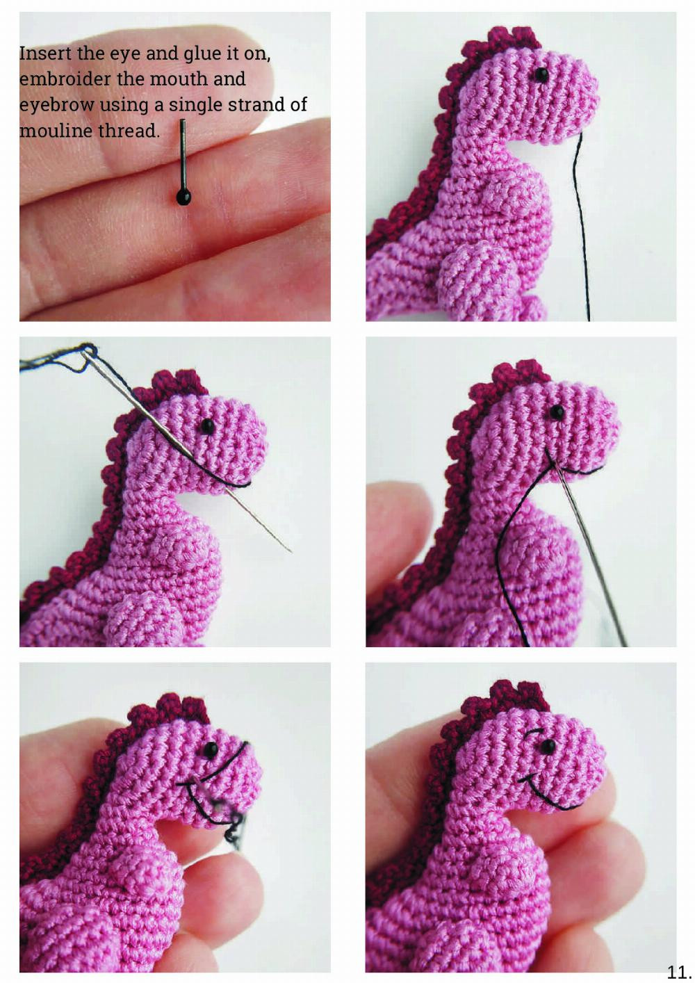 kapitoshka the dino brooch crochet pattern