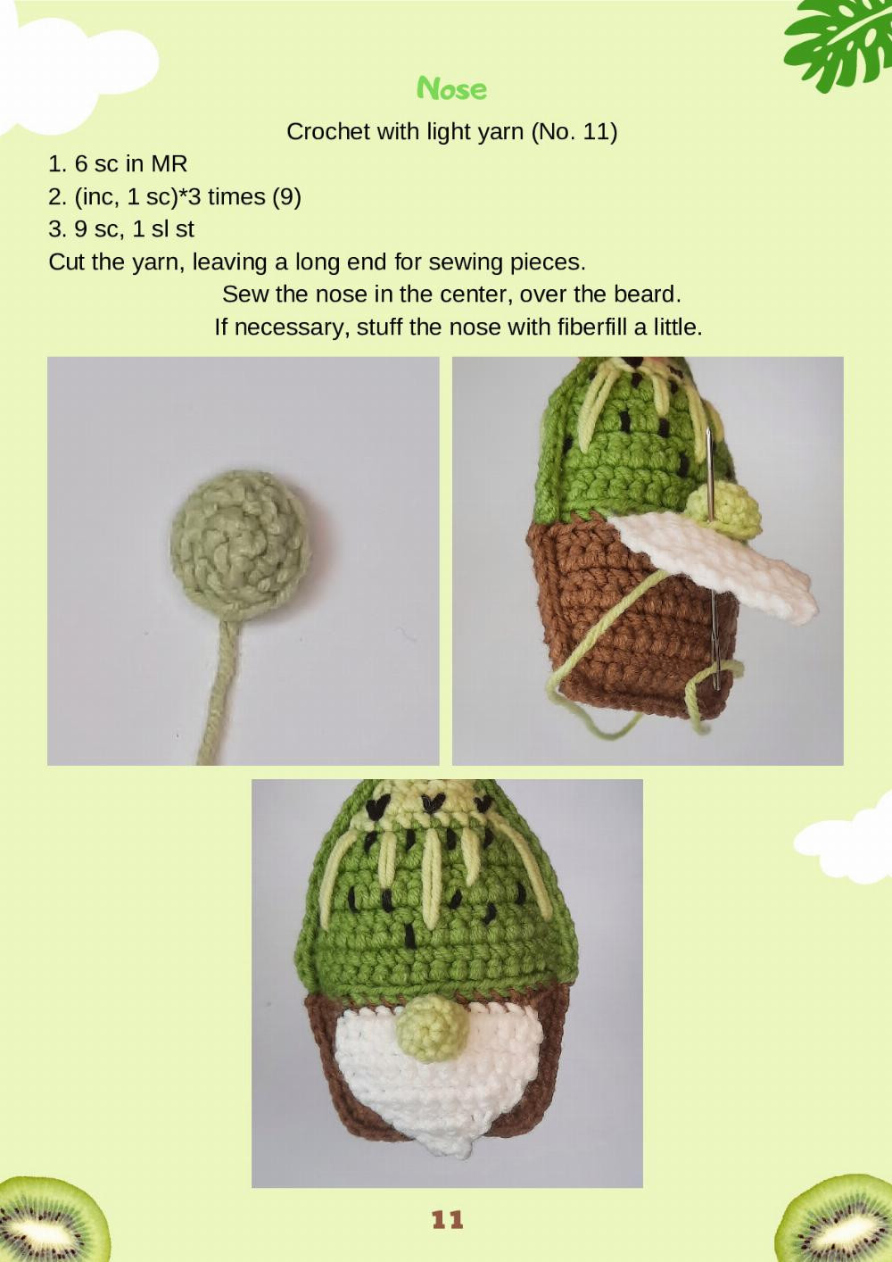 Kiwi gnome Crochet pattern