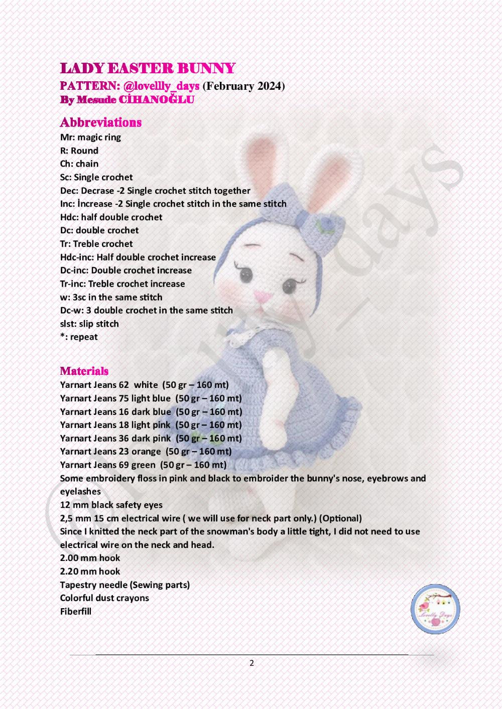 LADY EASTER BUNNY PATTERN