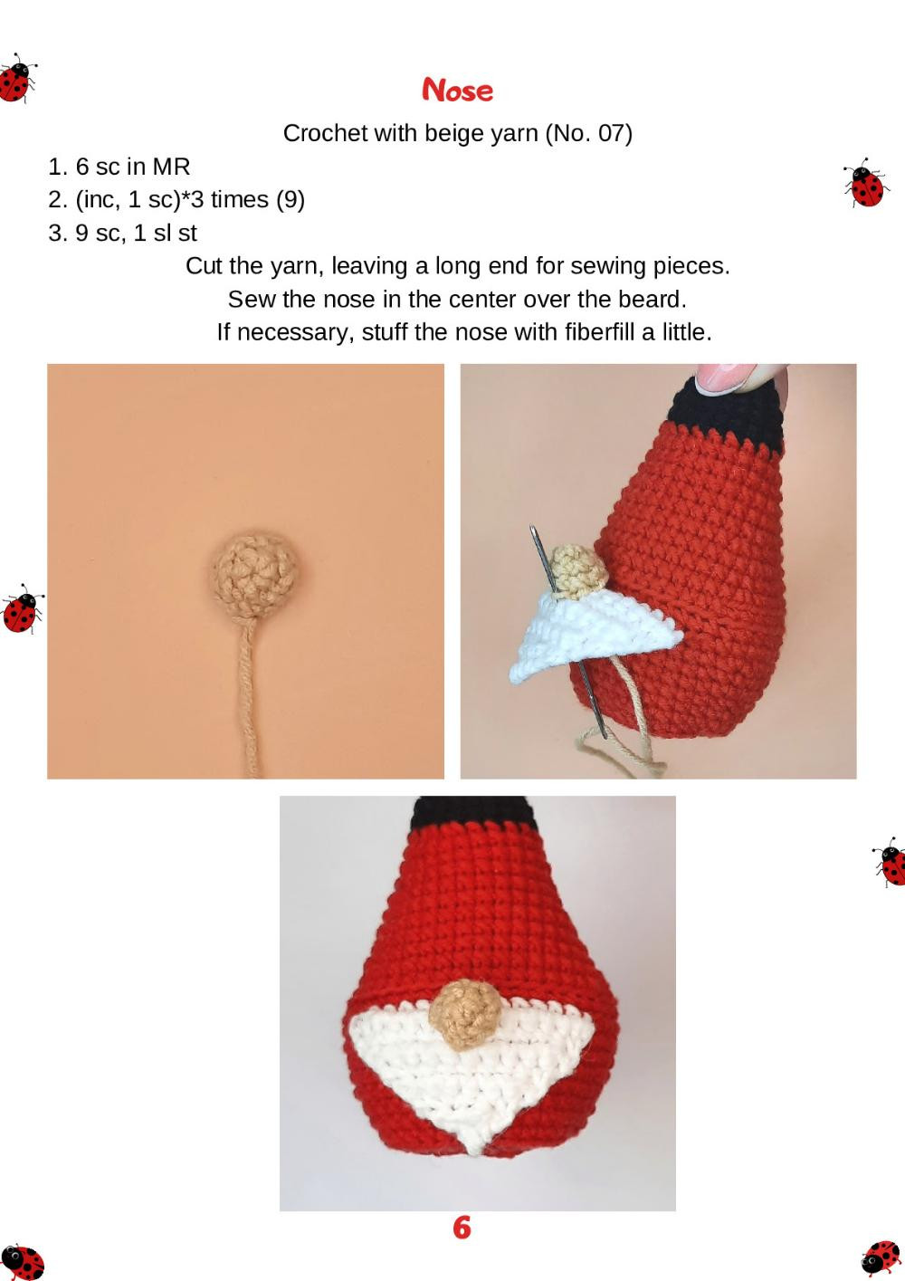 Ladybug gnome Crochet pattern