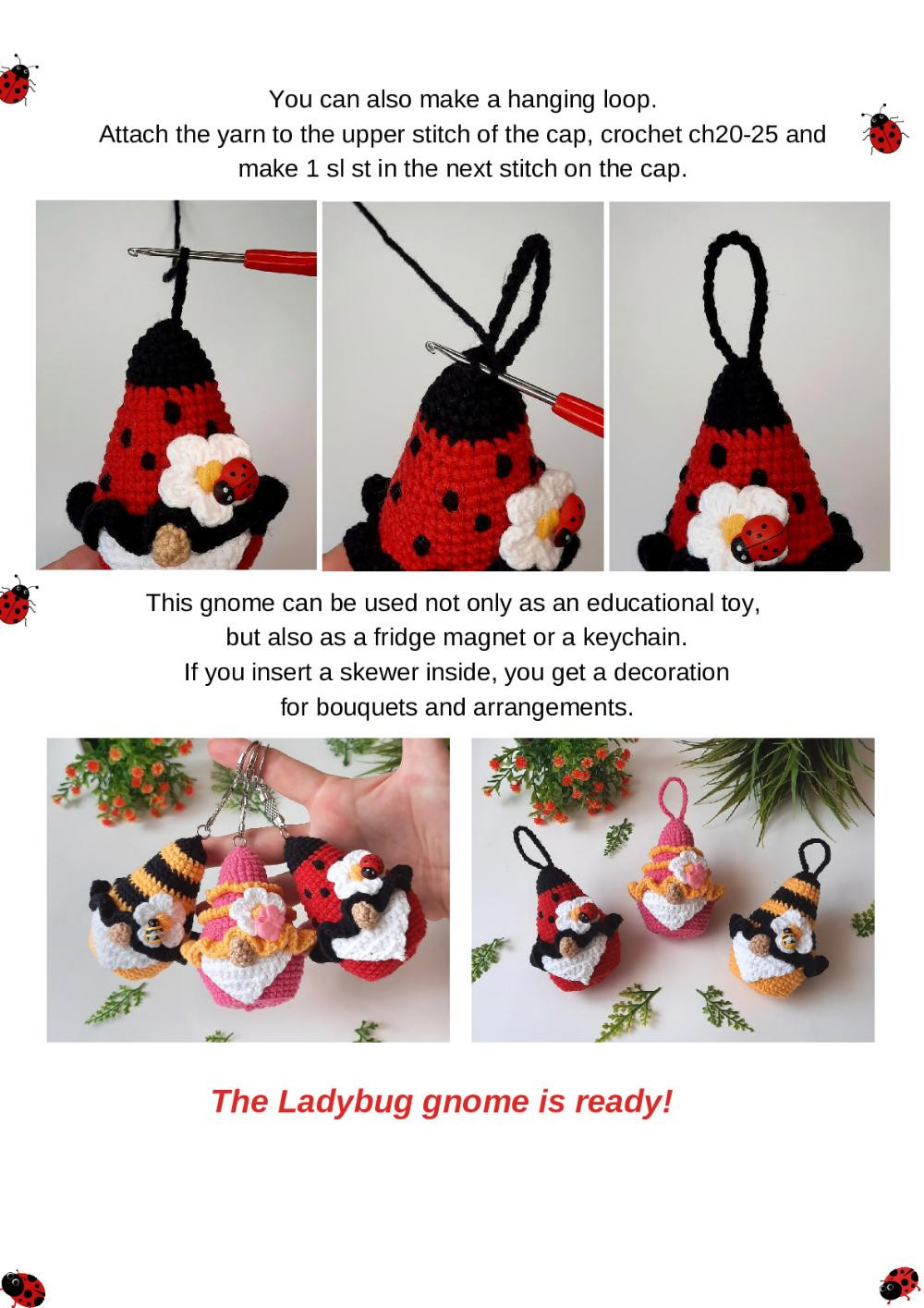 Ladybug gnome Crochet pattern