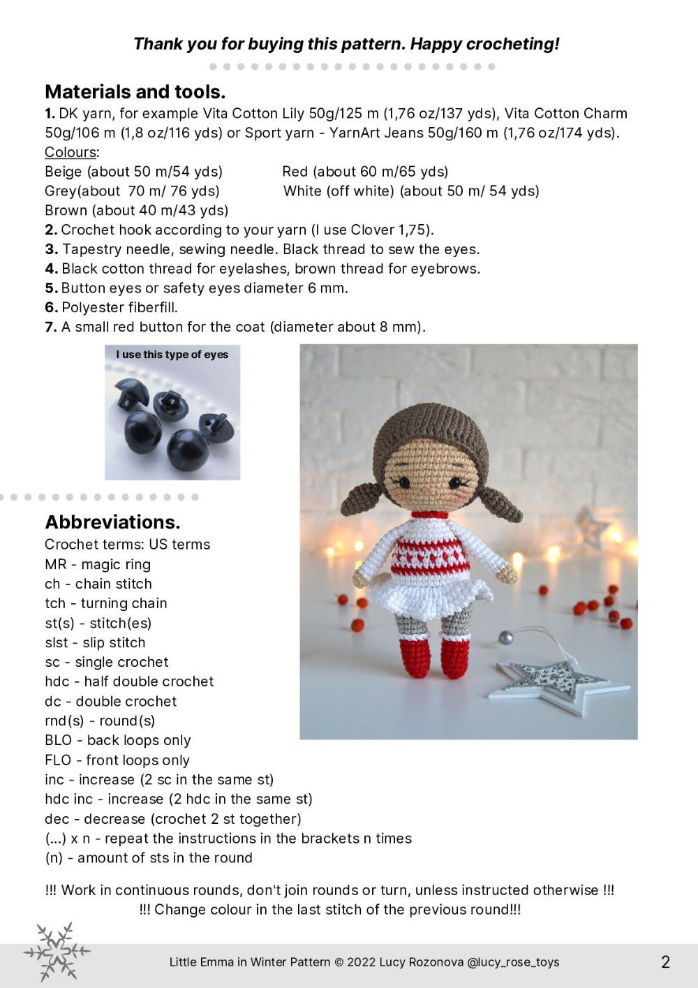 LITTLE EMMA doll IN WINTER CROCHET PATTERN