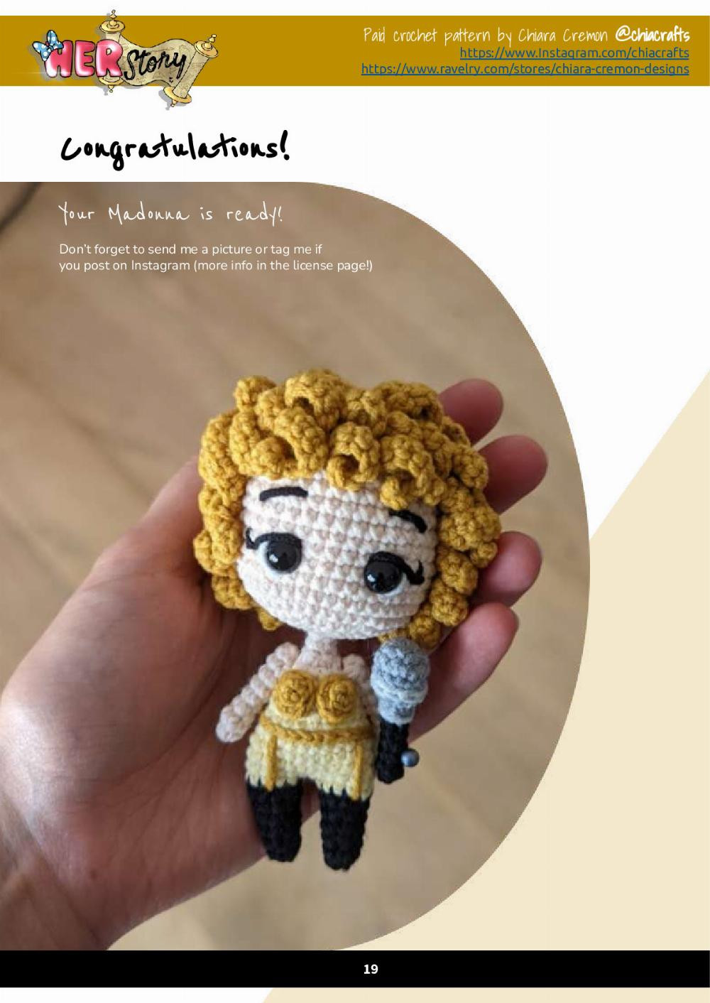 Madonna toy doll crochet pattern