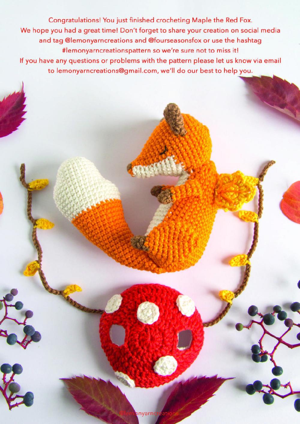 maple the red fox crochet pattern