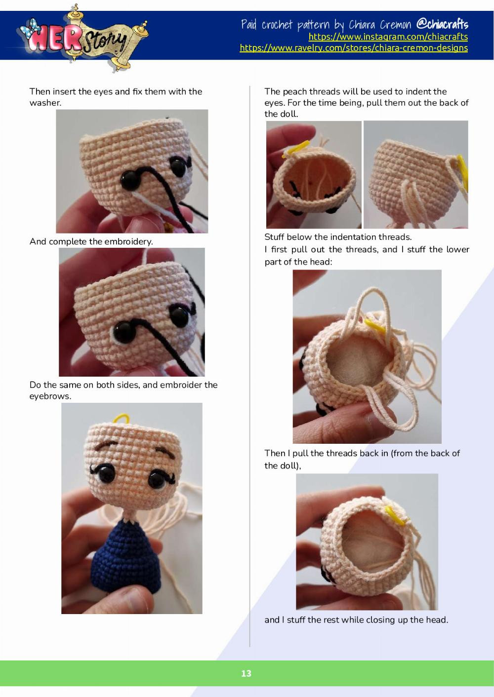 Marie CUrie doll crochet pattern