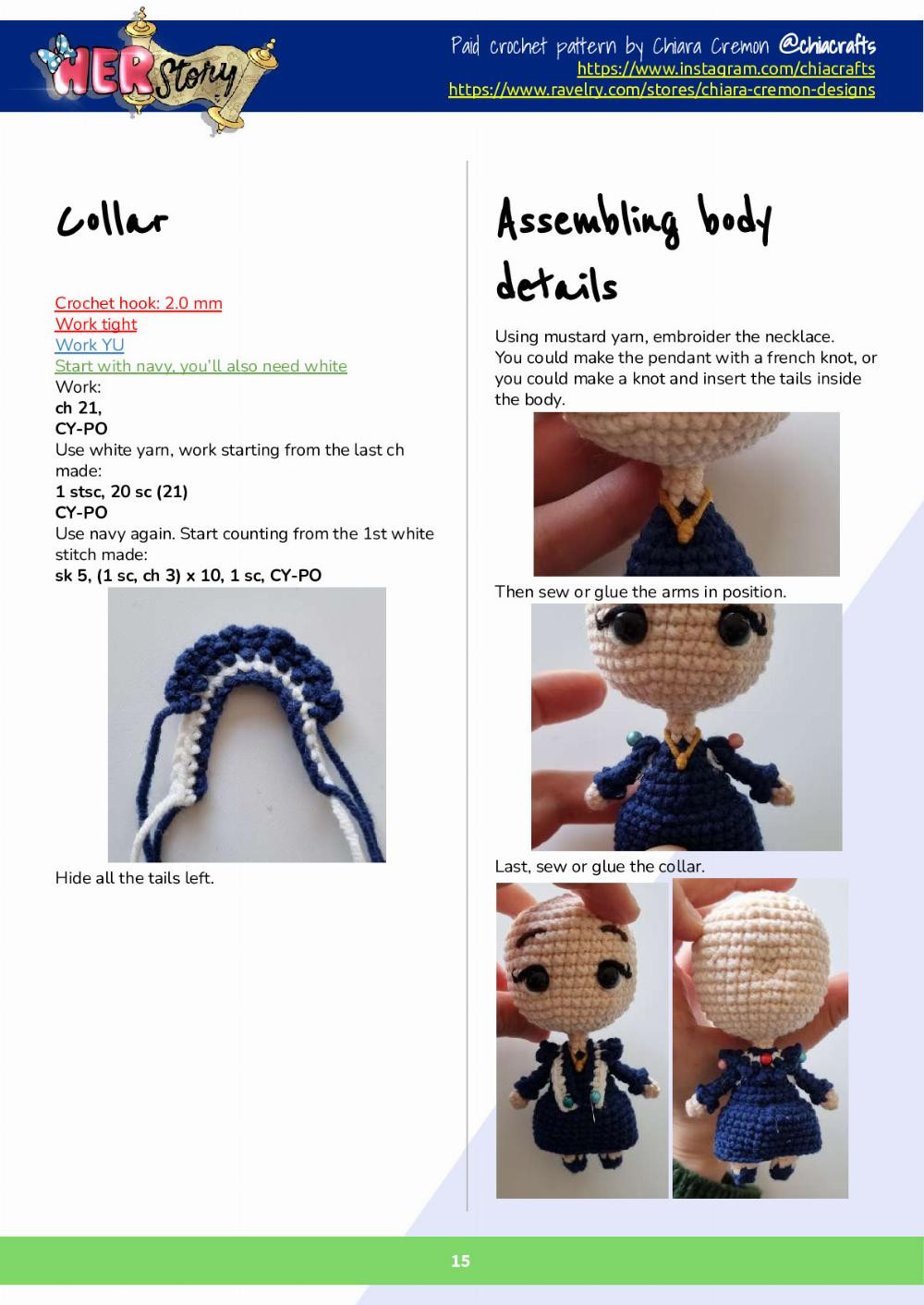 Marie CUrie doll crochet pattern